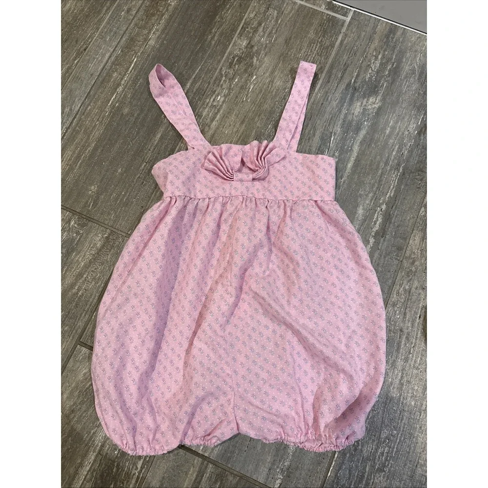 Vintage 90s Pete's Partner Pink Floral Bubble Romper‎ Sunsuit Size 4t Coquette